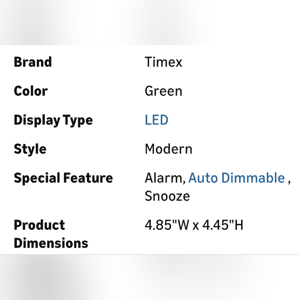Timex Dual Alarm/ FM Clock w/Built-in Speaker, USB Charger, Green LED Display w/ - Picture 6 of 10